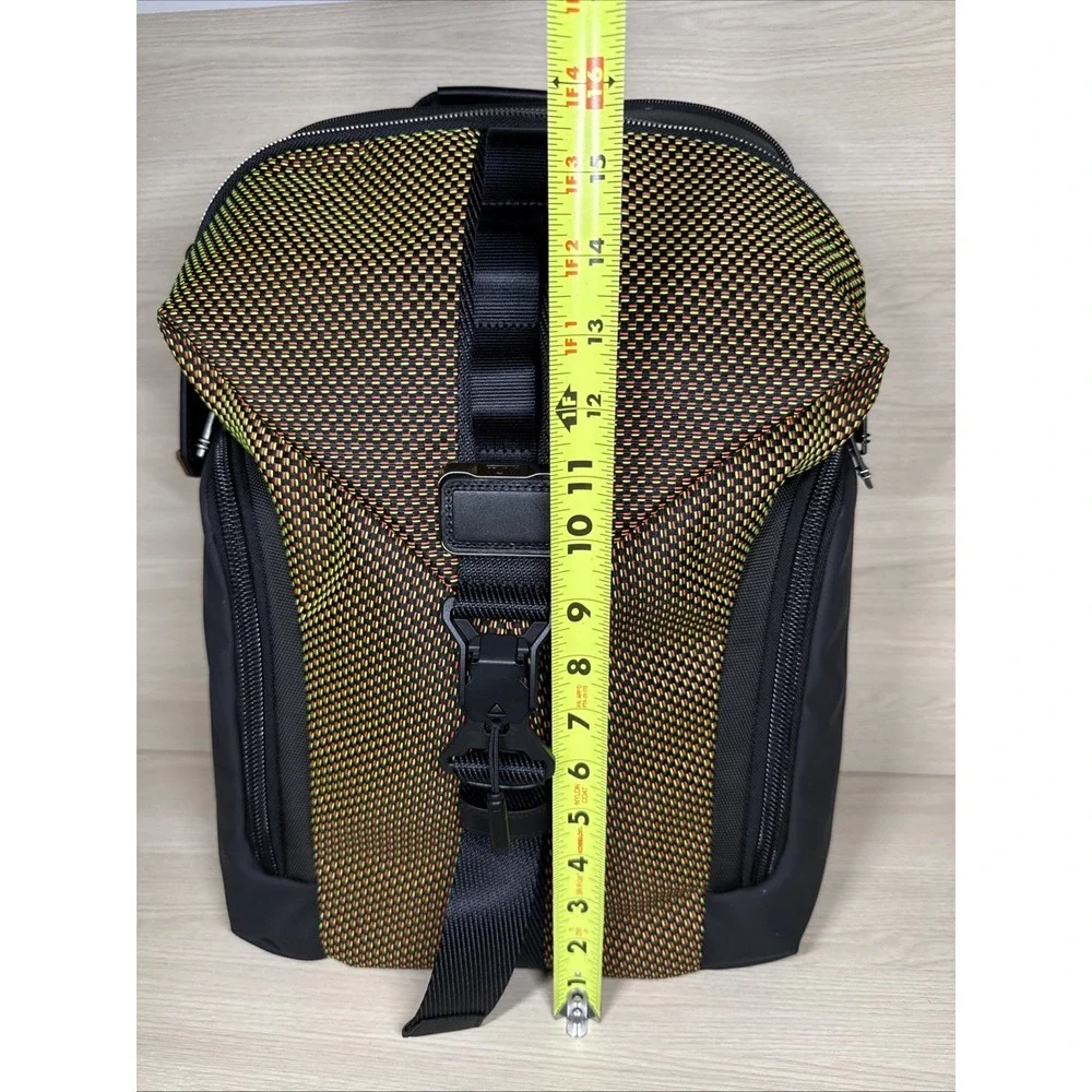 Tumi Barksdale Backpack‎ Orange Green Geometric Laptop Bag Large Carryon Snap